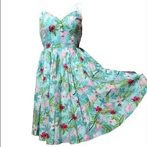 Hell Bunny Vixen Flamingo Floral Dress